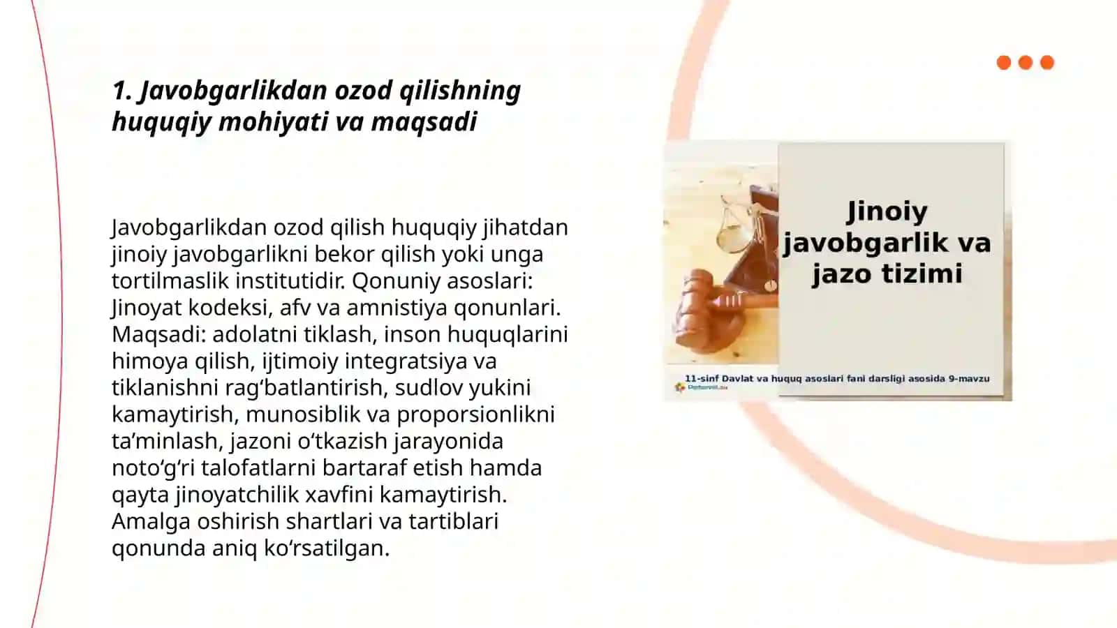 Javobgarlikdan va Jazodan ozod qilish.Sudlanganlik tushunchasi va jinoiy-huquqiy ahamiyati 3
