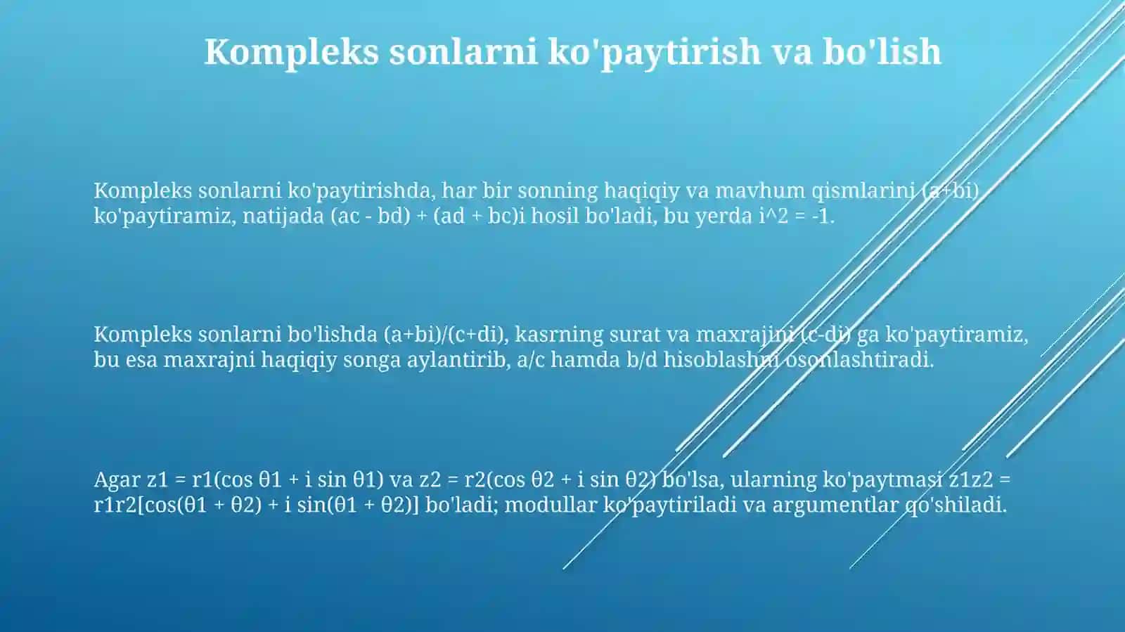 Komplektsonlarni koʻpaytirish va boʻlish 3