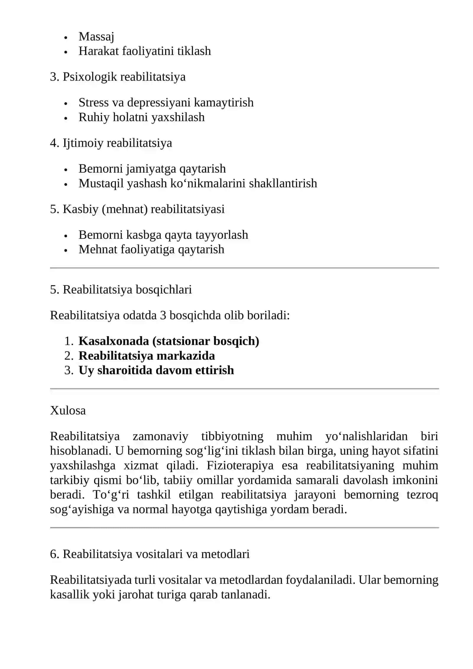 Reabilitatsiya asoslari moduli, maqsadi va vazifalari 3