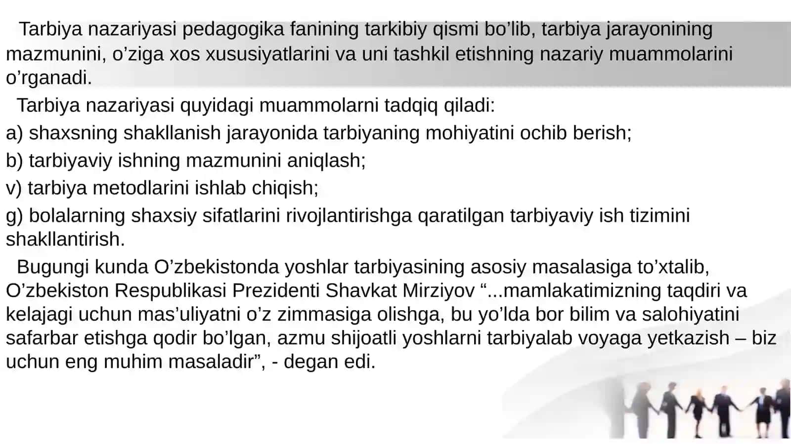Pedagogik jarayonda tarbiyaning mazmuni shakllari va metodlari 3