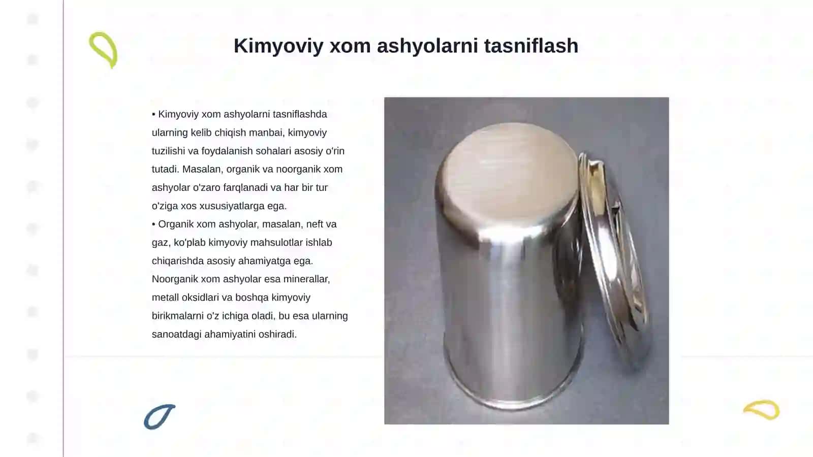 Kimyoviy ishlab chiqarish xom ashyosi 3