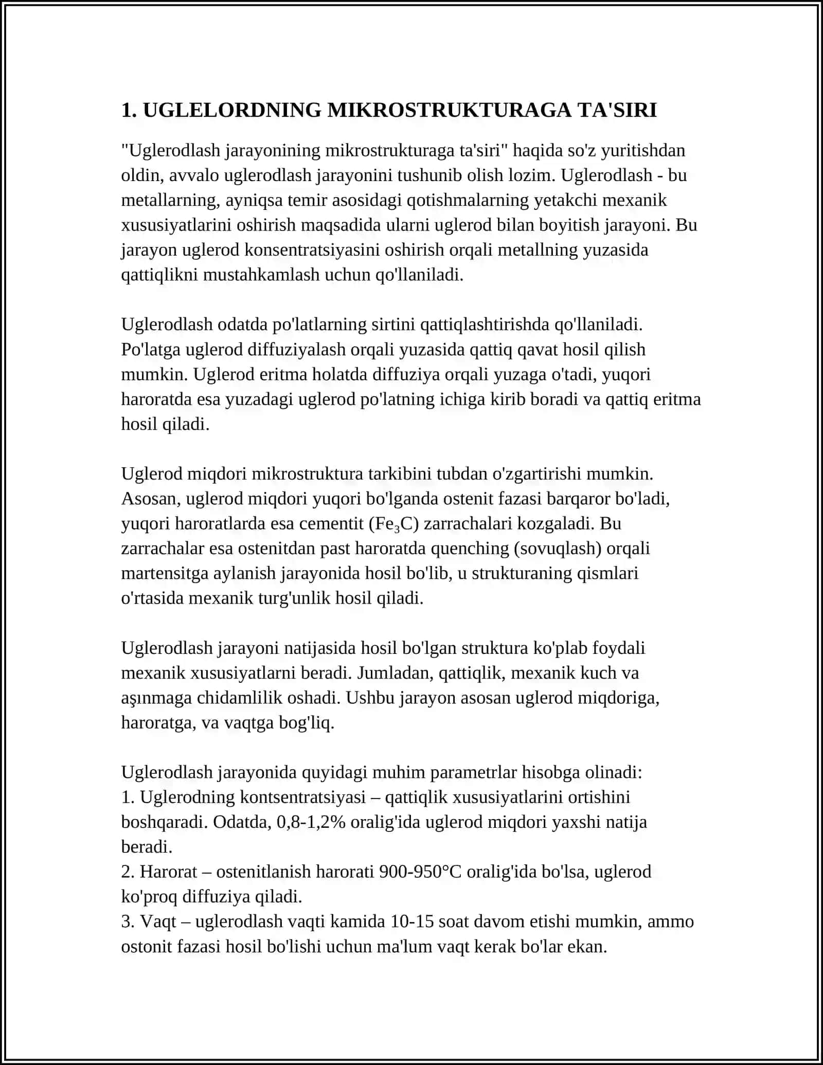 UGLERODLI VA LIGERLANGAN PÒLATLARNING MIKROSTRUKTURA TAHLILI 3