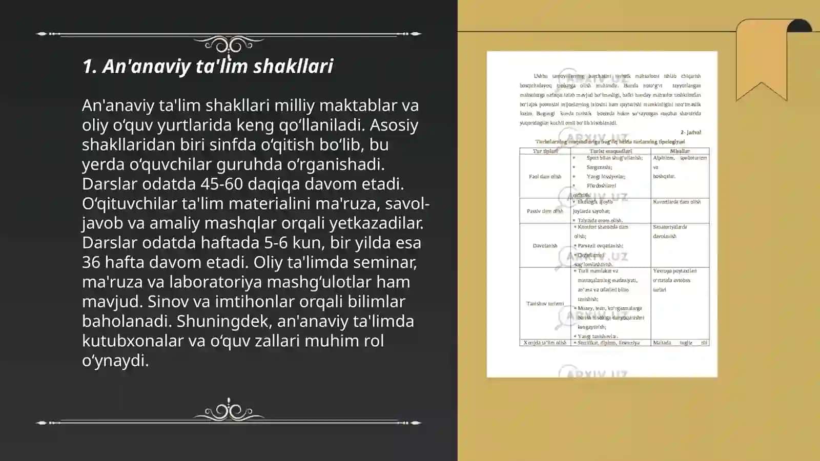 Ta'limni tashkil etish turlari va shakllari 3