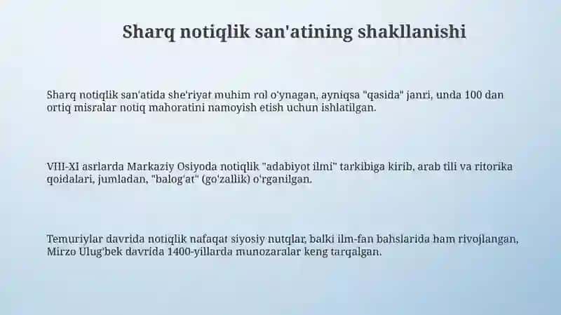 Sharqda notiqlik sanʼatining rivojlanishi 3