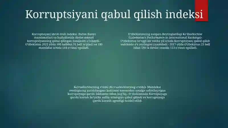 Oʻzbekistonning Xalqaro Reytinglardagi KoʻRsatkichlar 3