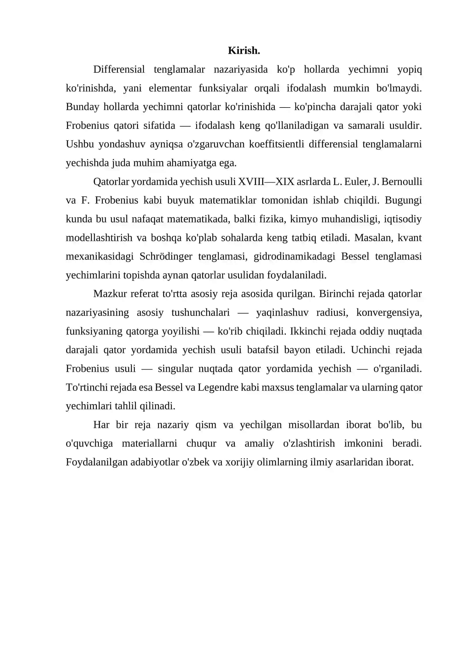 Differensial tenglamalarni darajali qatorlar yordamida yechish 3