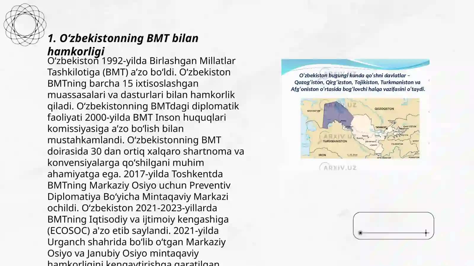 Oʻzbekistonning xalqaro tashkilotlar bilan hamkorlik aloqalari 3