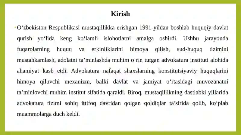 O‘zbekiston Respublikasida advokatura institutining islohetilishi 3