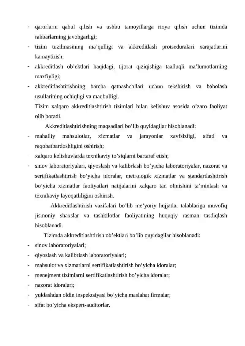 O’ZBEKISTONDA AKKREDITLASHTIRISH FAOLIYATI VA TASHKILIY TUZILMASI 3