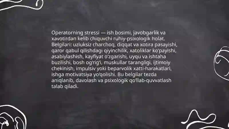 Operatorning stressi 3
