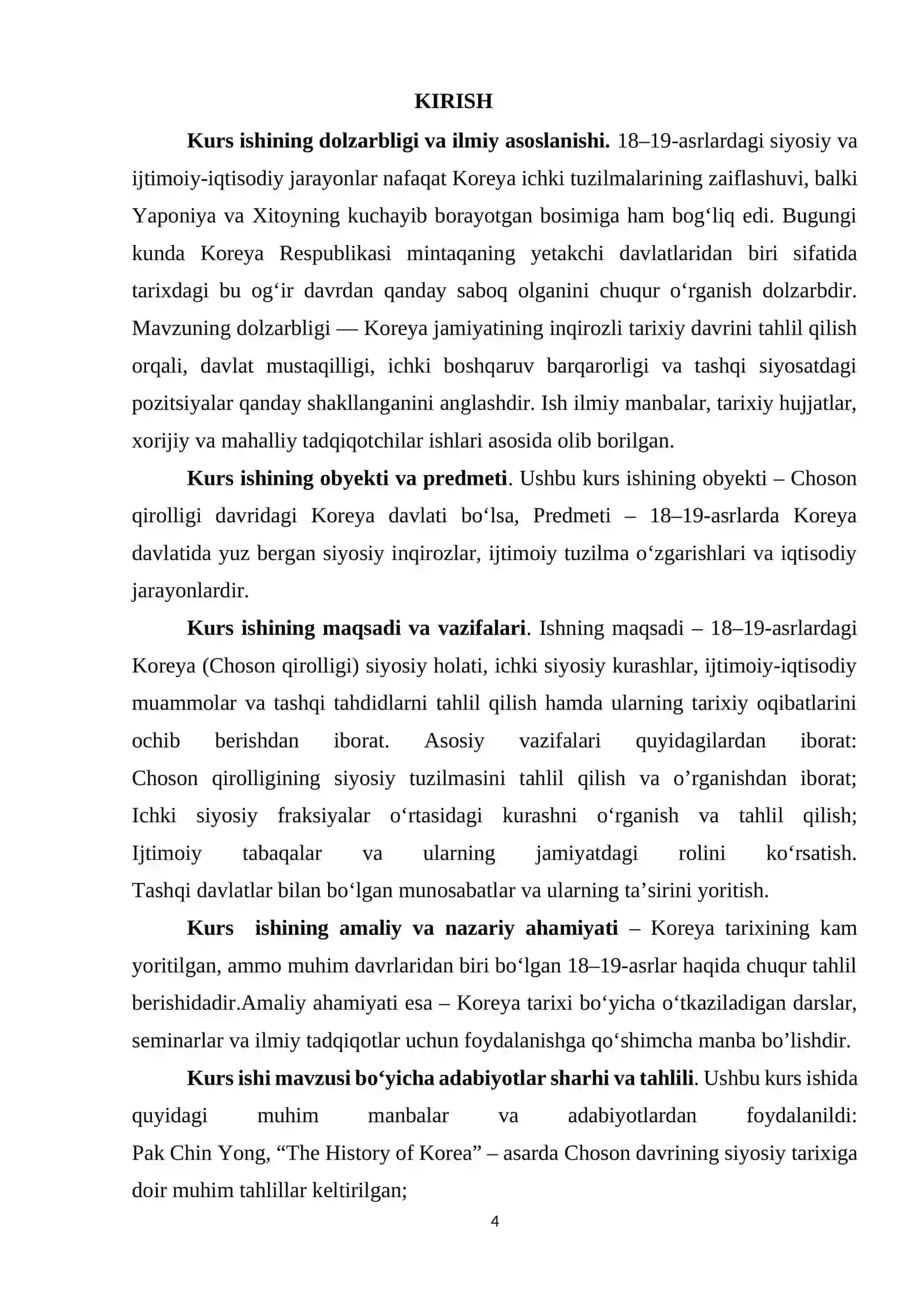 XVII–XIX asrlarda Koreya kurs ishi 3