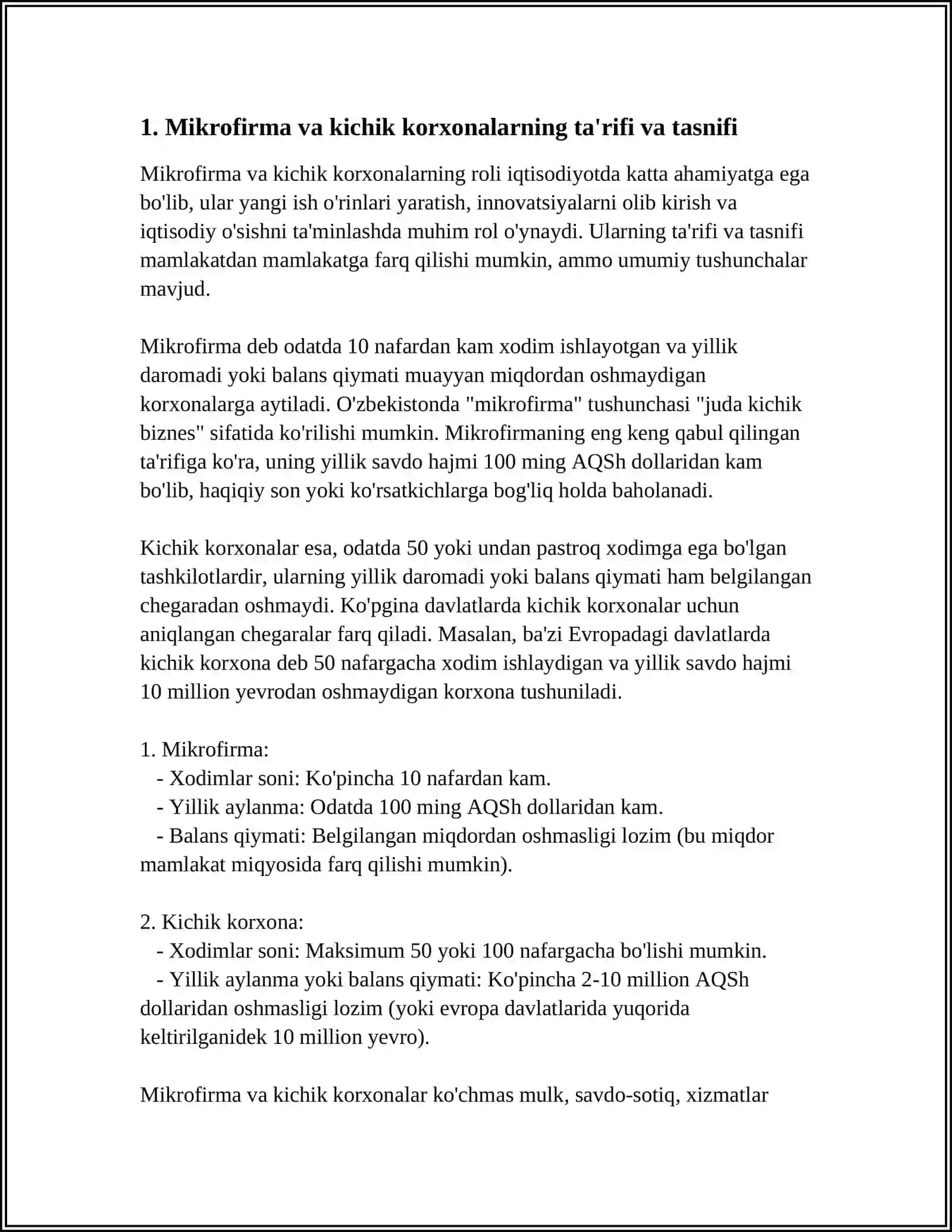 MIKRO FIRMALAR VA KICHIK KORXONALAR 3