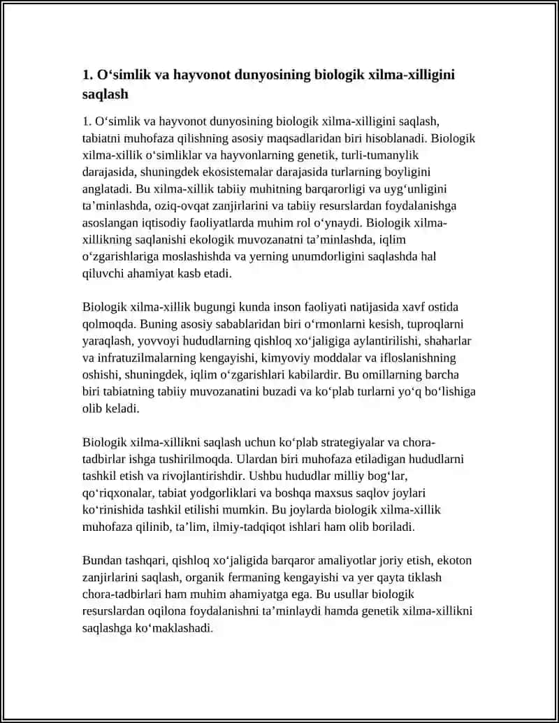 O‘SIMLIK VA HAYVONOT DUNYOSINI MUHOFAZA QILISH 3