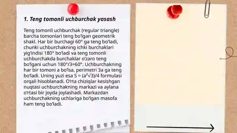 Teng tomonli uchburchak yasash 3
