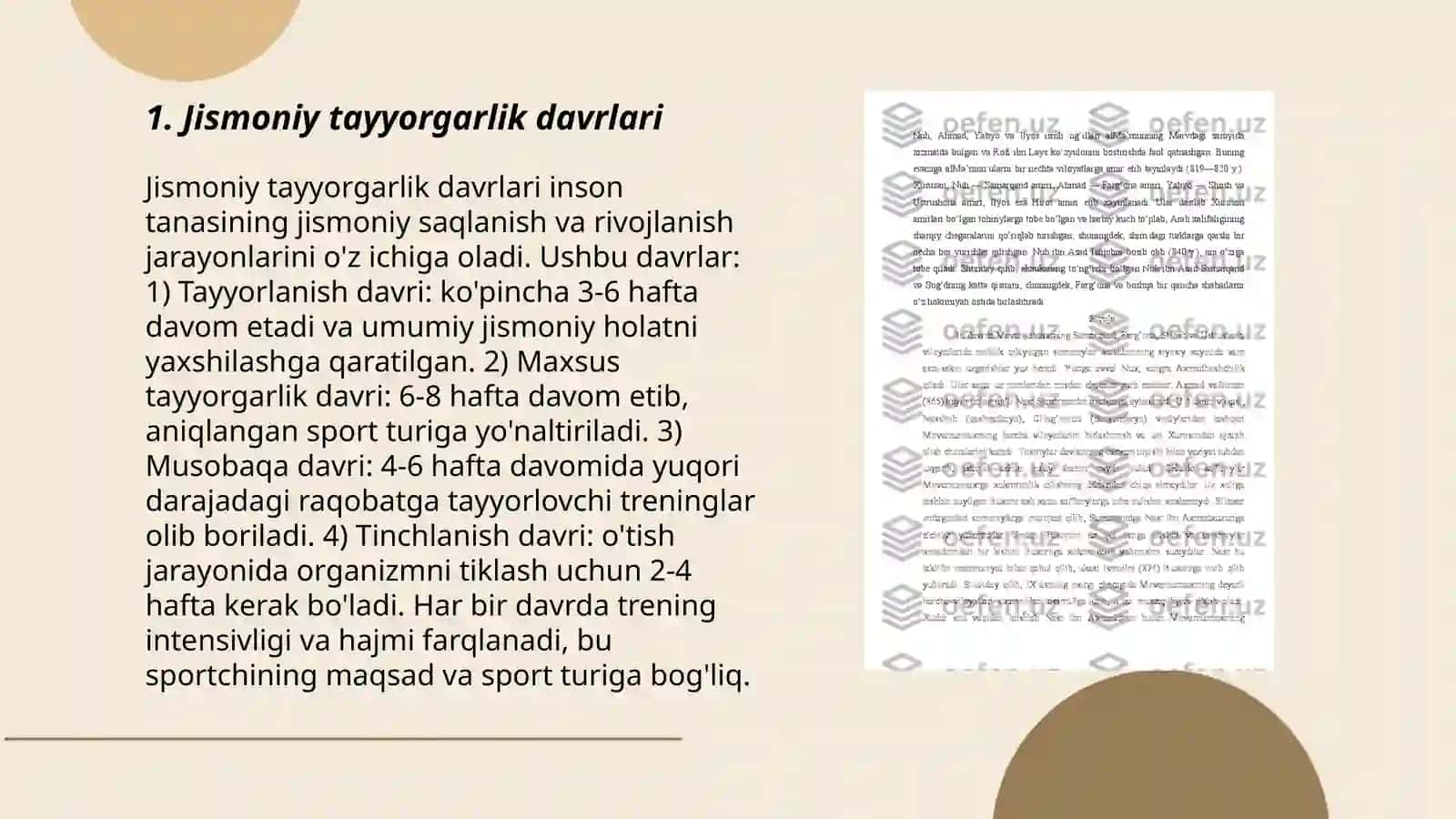Sport mashg'ulotlarining davrlari va sport formasining tashkil topishi fazalari 3