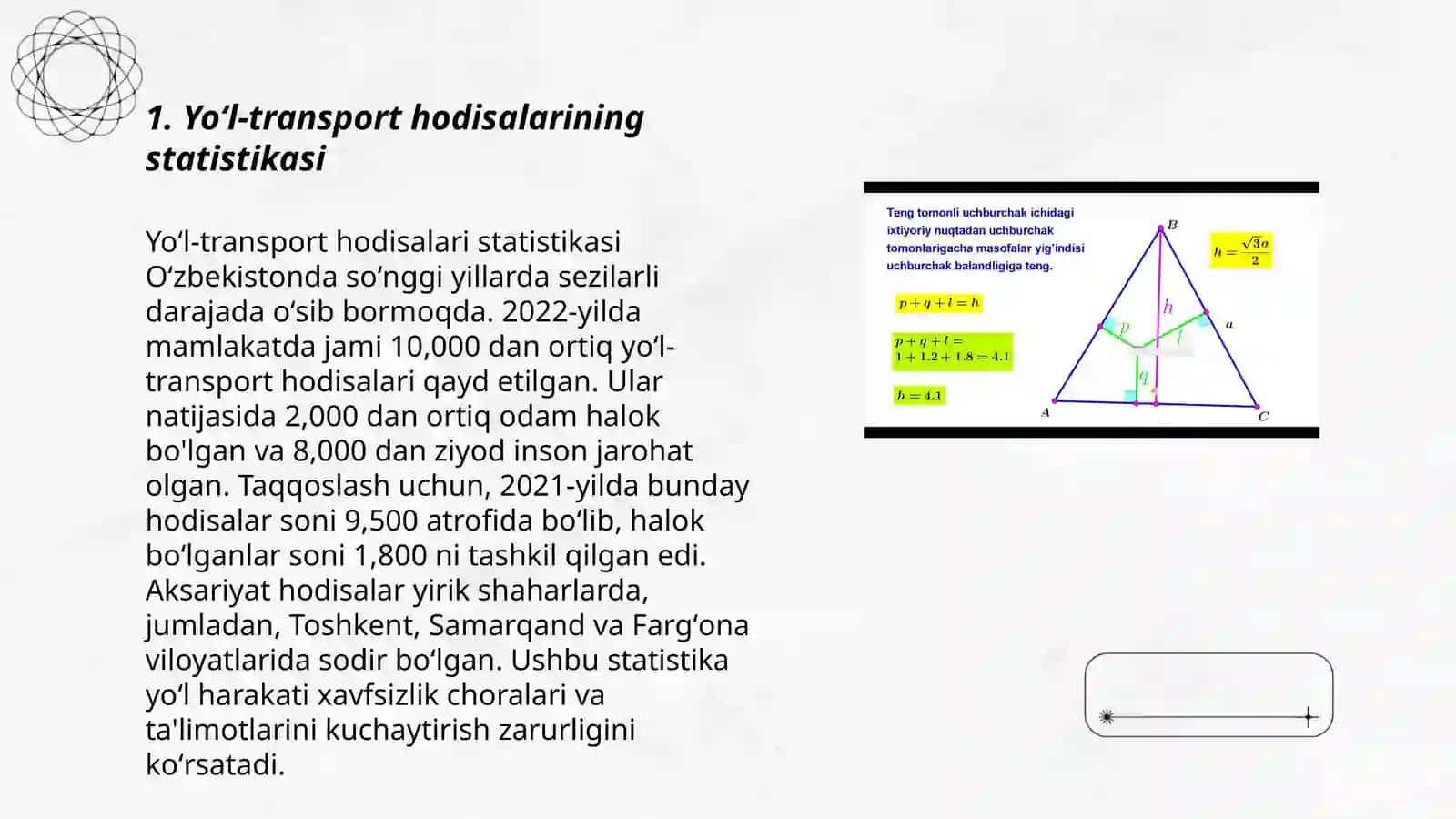 Yoʻl transport hodisalari va ularning koʻrsatkichlari 3