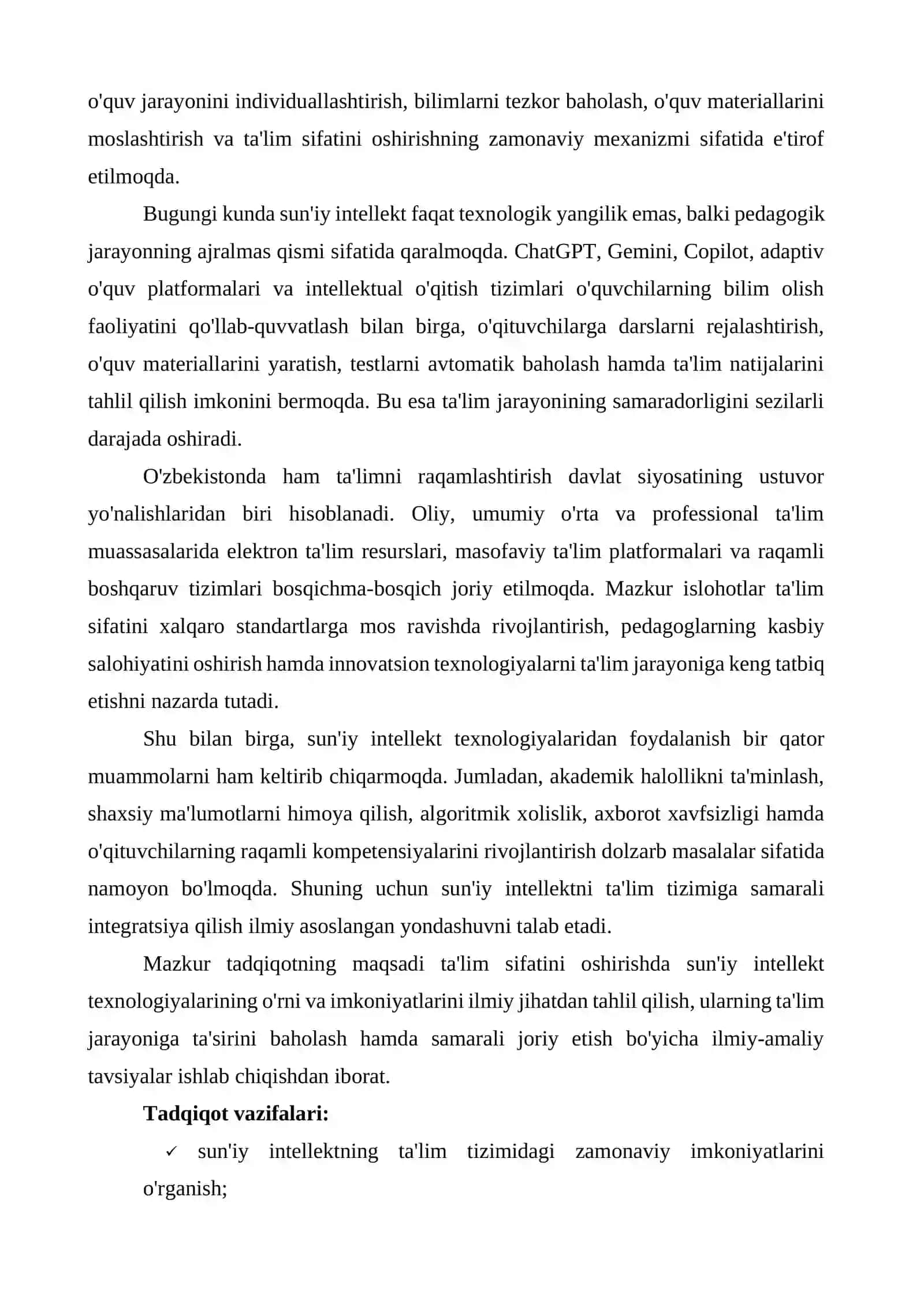TA'LIM SIFATINI OSHIRISHDA SUN'IY INTELLEKT TEXNOLOGIYALARI O'RNI 3