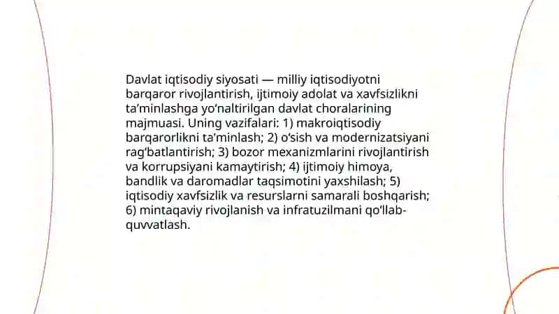 DAVLAT IQTISODIY SIYOSATI VA IQTISODIYOTNI DAVLAT TOMONIDAN TARTIBGA SOLISHNING NAZARIY ASOSLARI 3