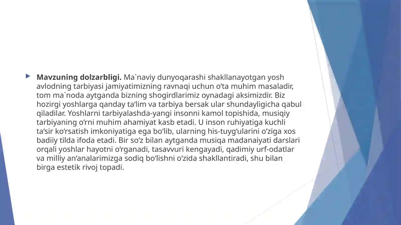 Barkamol shaxs kamolotida musiqa tarbiya masalalari 3