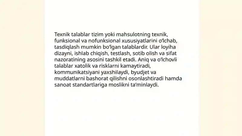 Texnik talablarni qoyish va taxrirlash 3
