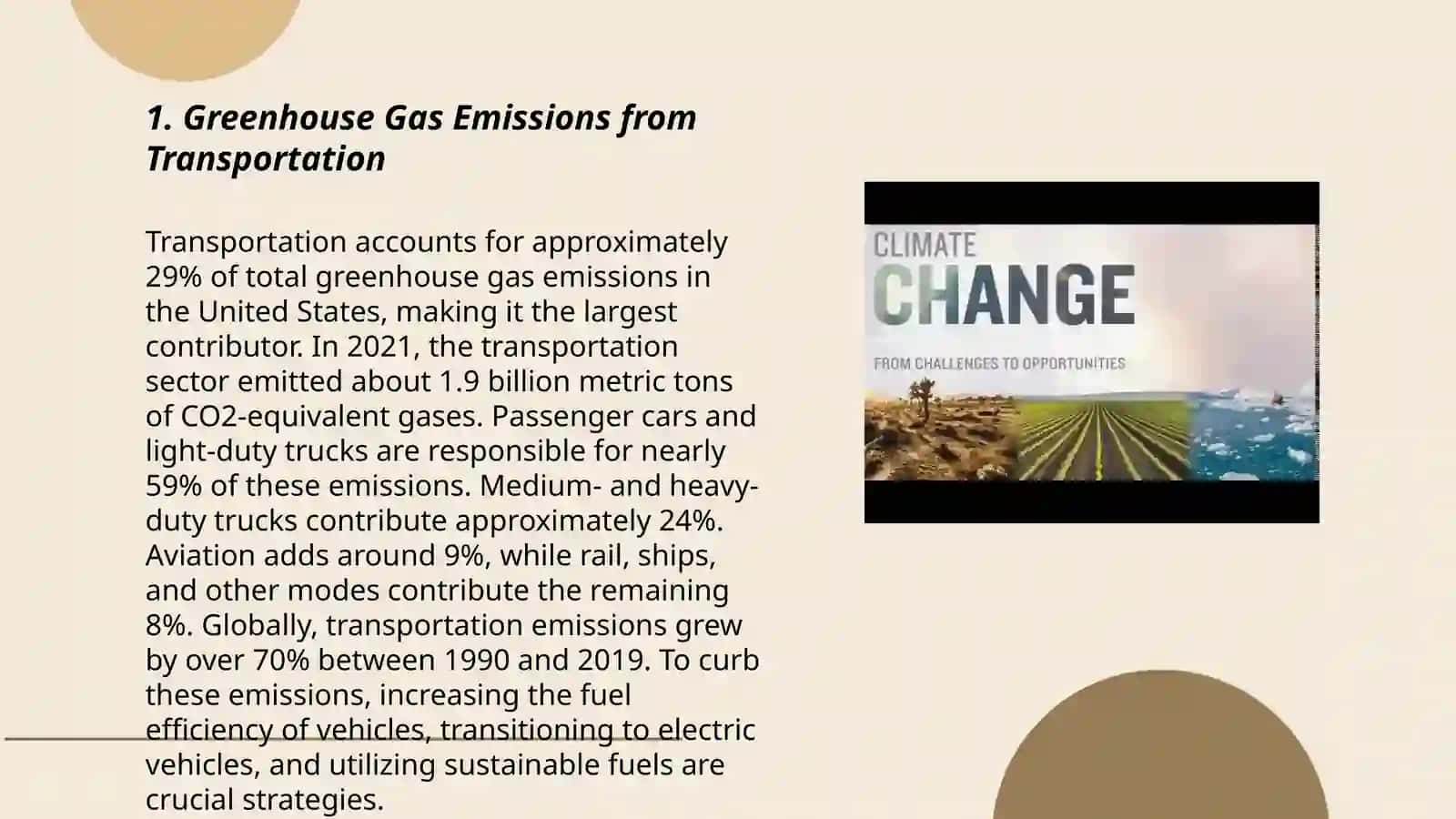 The Impast Transportation on Climate Change 3