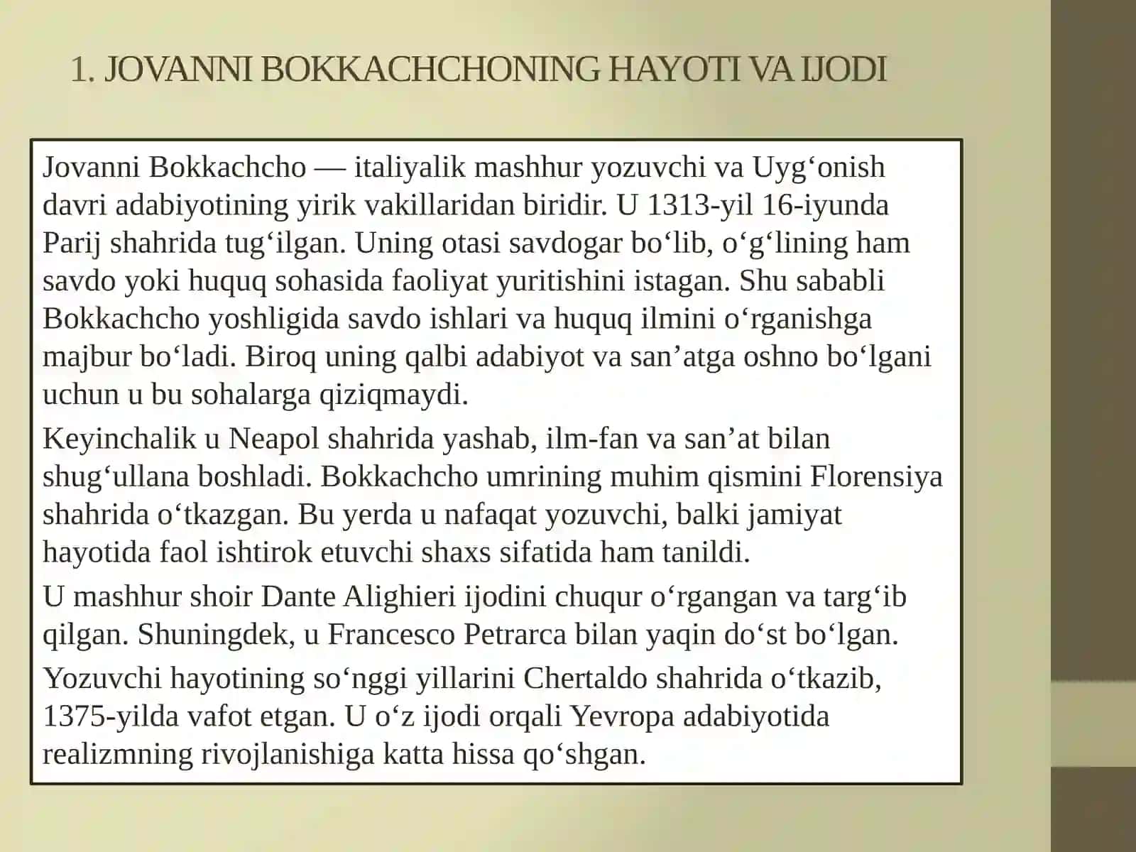 Jovanni Bakkachchoning Dekameron asari g`oyasi va obrazlari 3