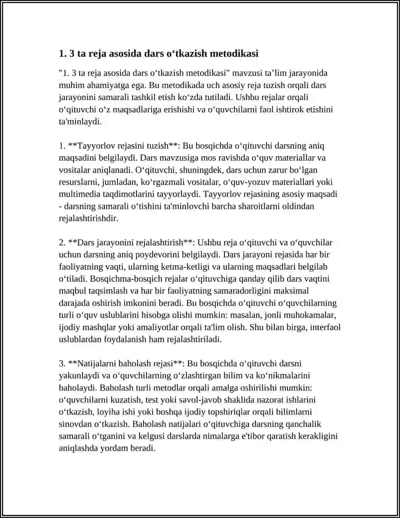 3 TA REJA ASOSIDA DARS O‘TKAZISH METODIKASI 3