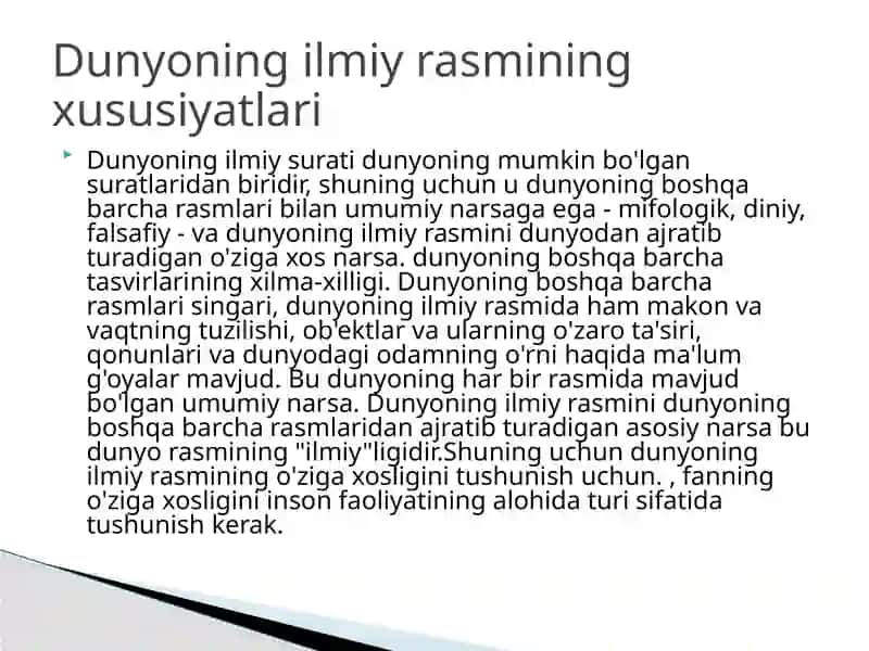 "Dunyo tasviri" tushunchasi 3