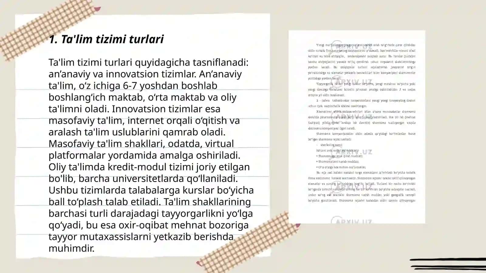 Ta'limni tashkil etish turlari va shakllari 3
