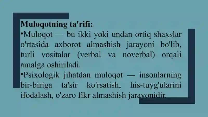 muloqotning psixologik xususiyati. 3