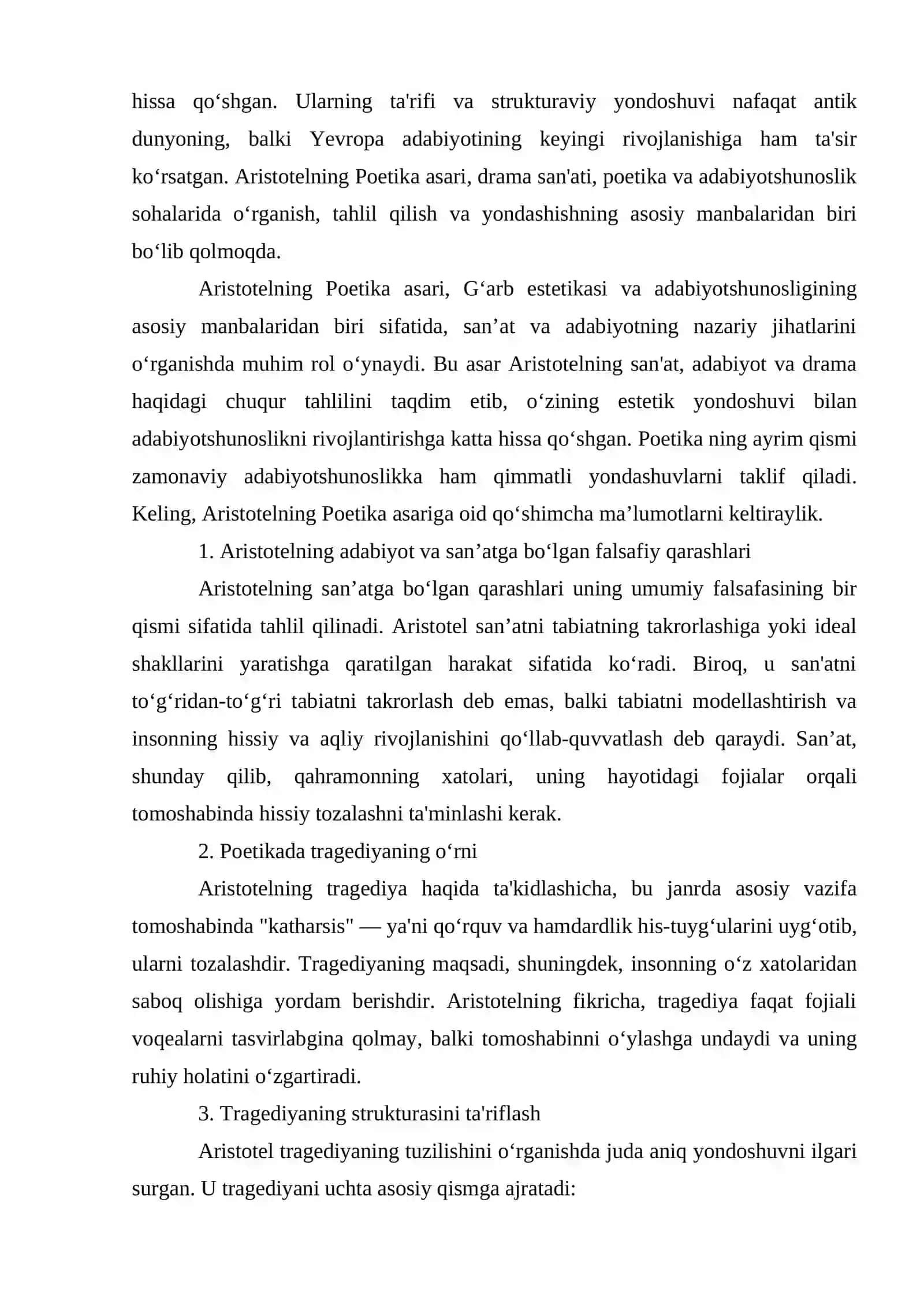 Aristotelning Poetika asarini o‘rganish 3