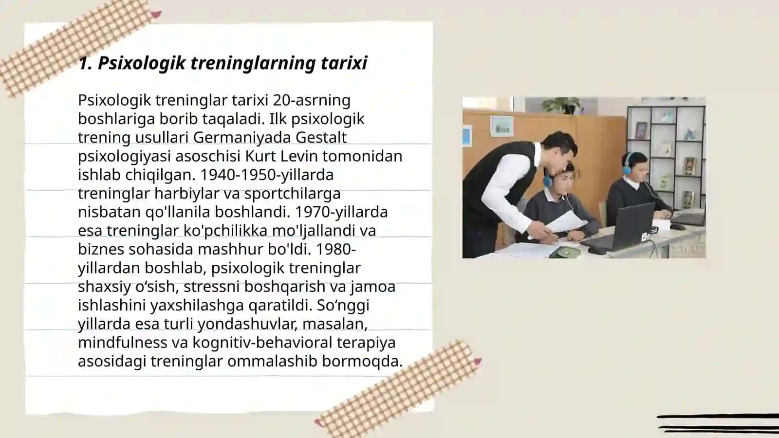 Psixologik treninglar tarixi va guruhiy terapiyaning tashkiliy uslubiy jihatlari 3