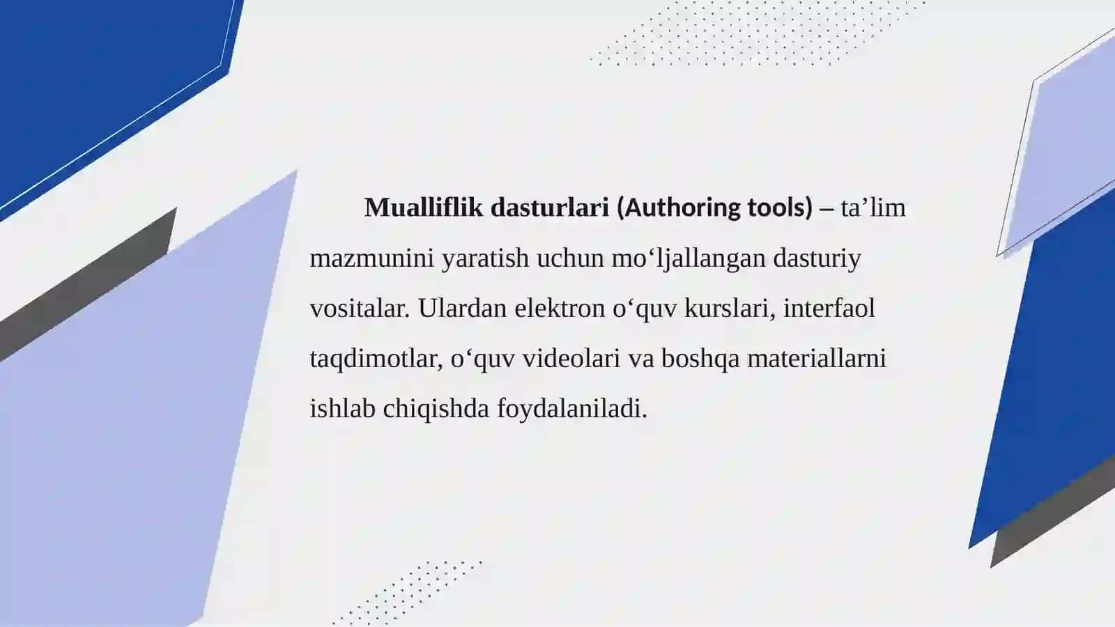 Mualliflik dasturiy yordamida o‘rgatuvchi dasturiy vositalaryaratish 3