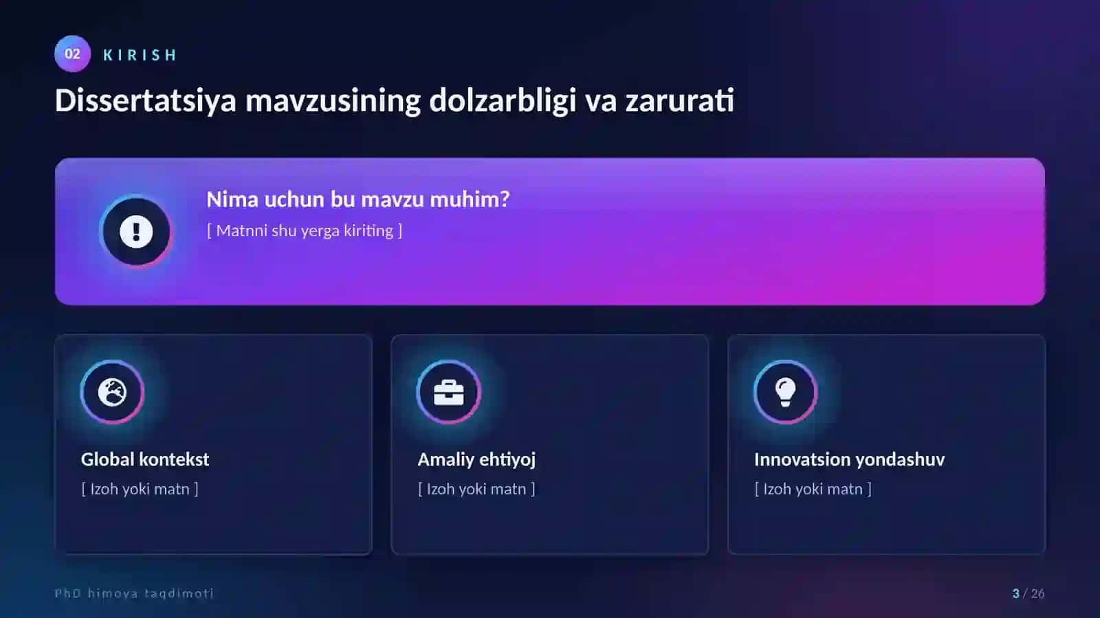 Phd taqdimot shabloni premium zamonaviy 3