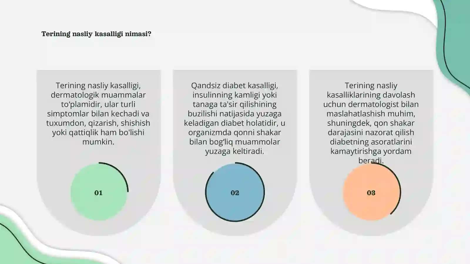 Terining nasliy kasalligi-dermatozlar. Qandsiz diabet kasalligi 3