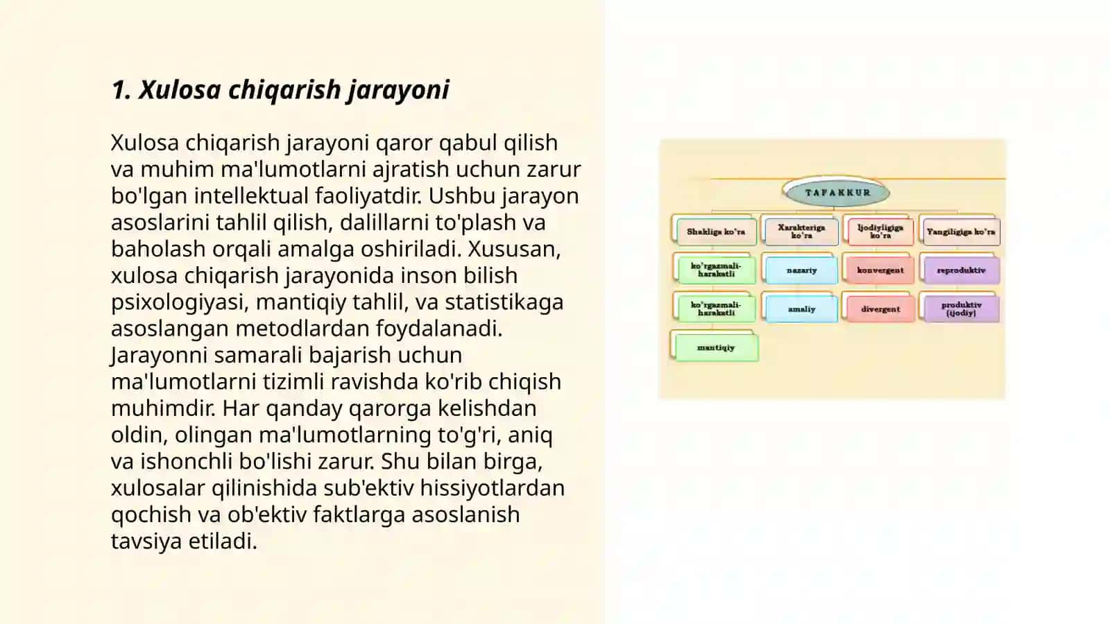 Xulosa chiqarishning umumiy mantiqiy tavsifi 3