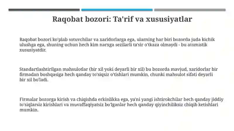 Raqobatlashgan bozorlardagi firmalar 3