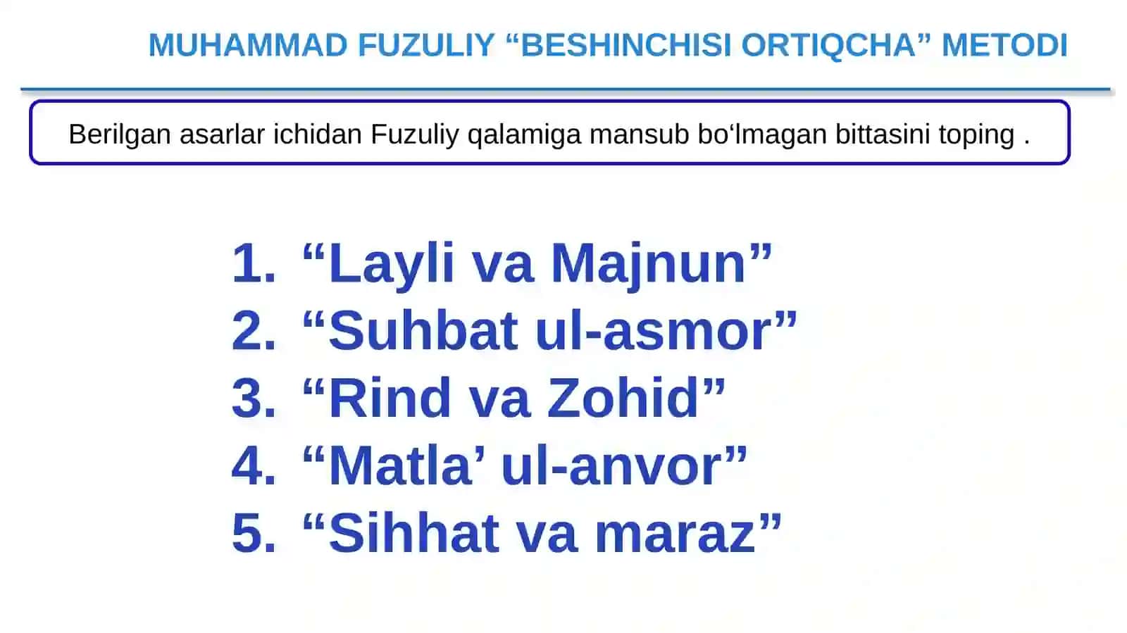 8-sinf Adabiyot fanidan Fuzuliy g'azallari mavzuda dars taqdimoti 3