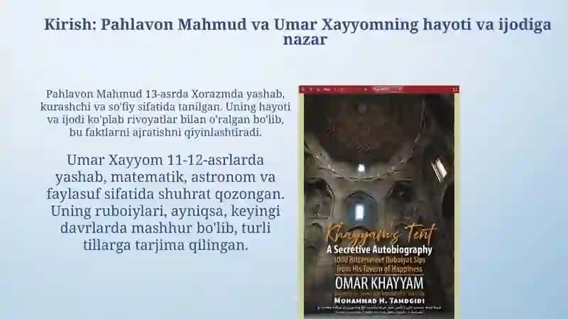 Pahlavon Mahmud va Umar Hayyom ruboiylari mutoalasi 3