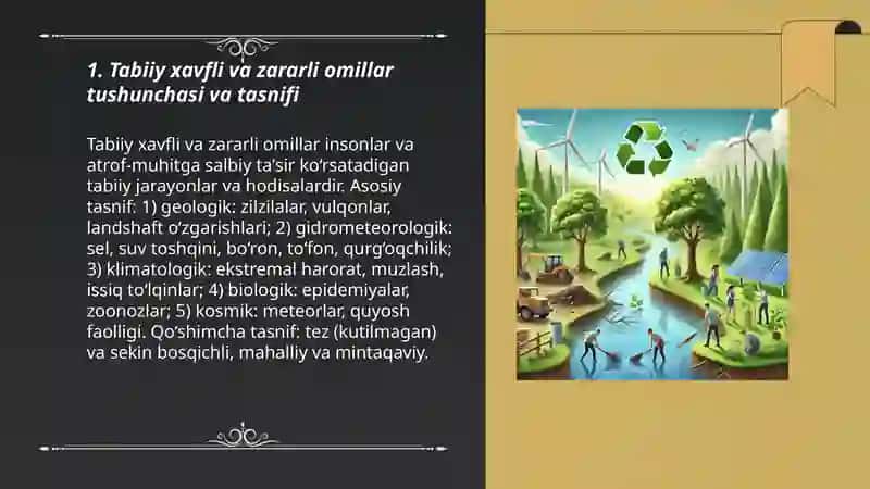 Tabiiy xavfli va zararli omillarning insonga va atrof muhitga taʼsiri hamda ulardan himoyalanish 3