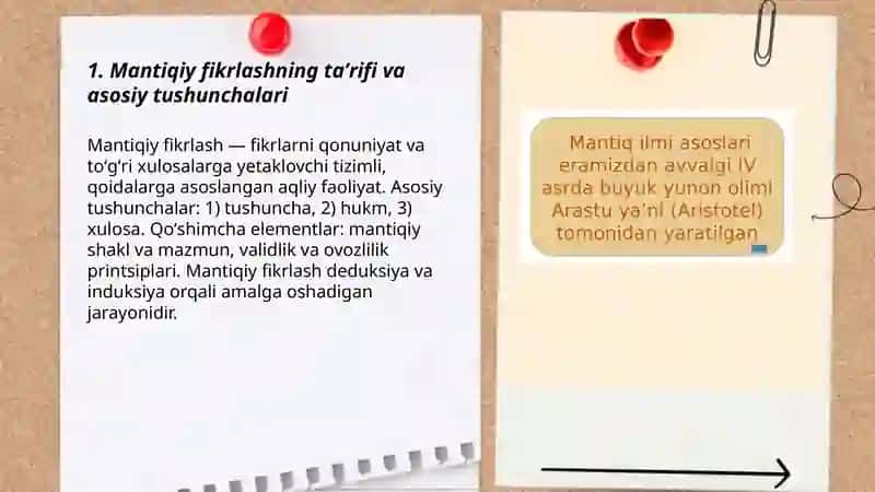 Mantiqiy fikrlashning omillari, talab va mezonlari 3