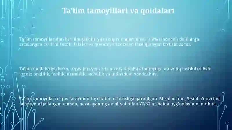 Ta'lim tamoyillari va qoidalari 3