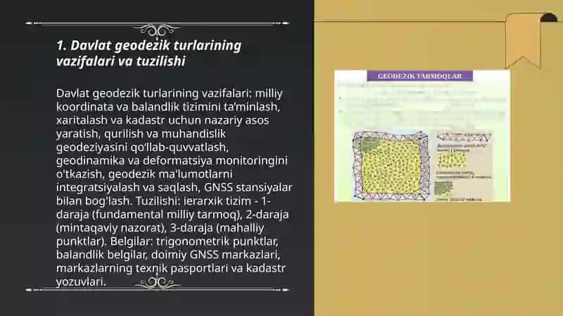 Davlat geodezik turlar barpo etishni asosiy usullari.Geodezik belgilar va markazlar 3