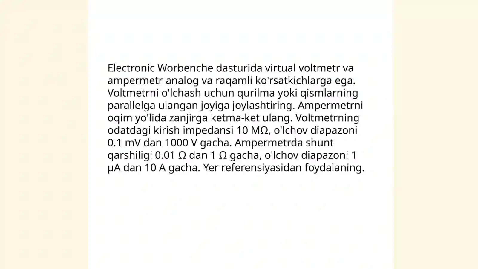 Electronic Worbenche dasturda nazorat o'lchov asboblari 3