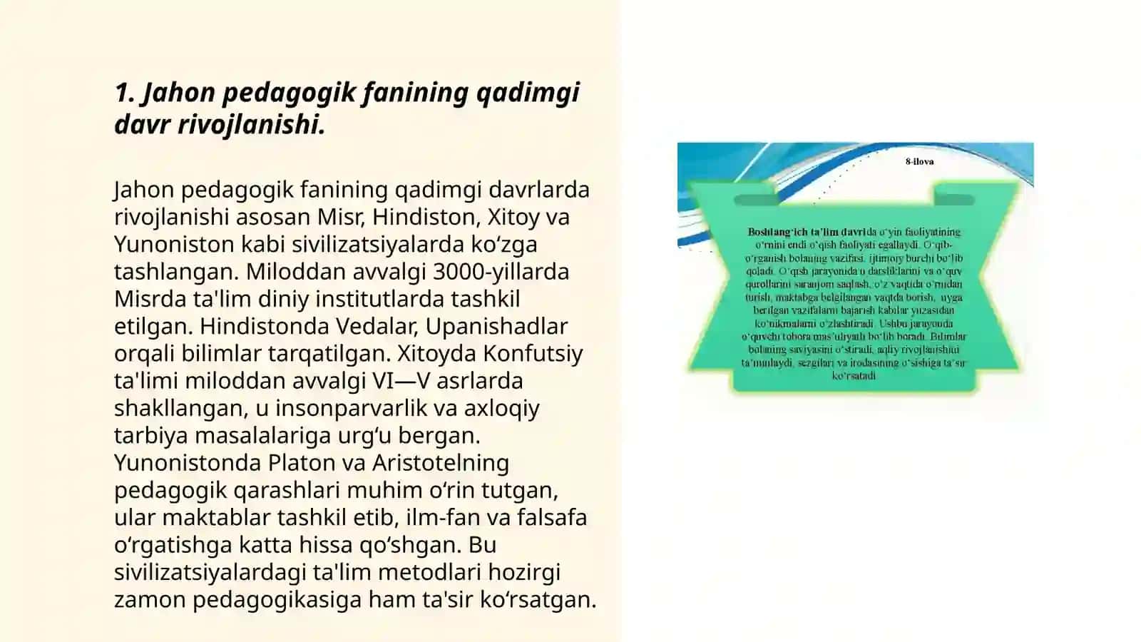 Jahon pedagogik fanining qadimgi davr rivojlanishi 3