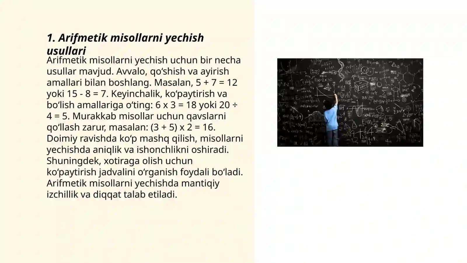 Arifmetik misollarni yechish 3