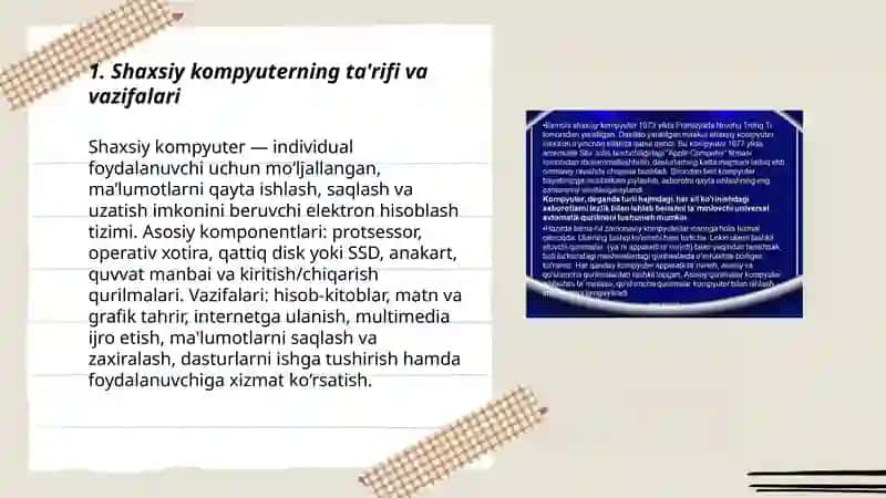 Shaxsiy kompyuter haqida umumiy ma'lumotlar 3