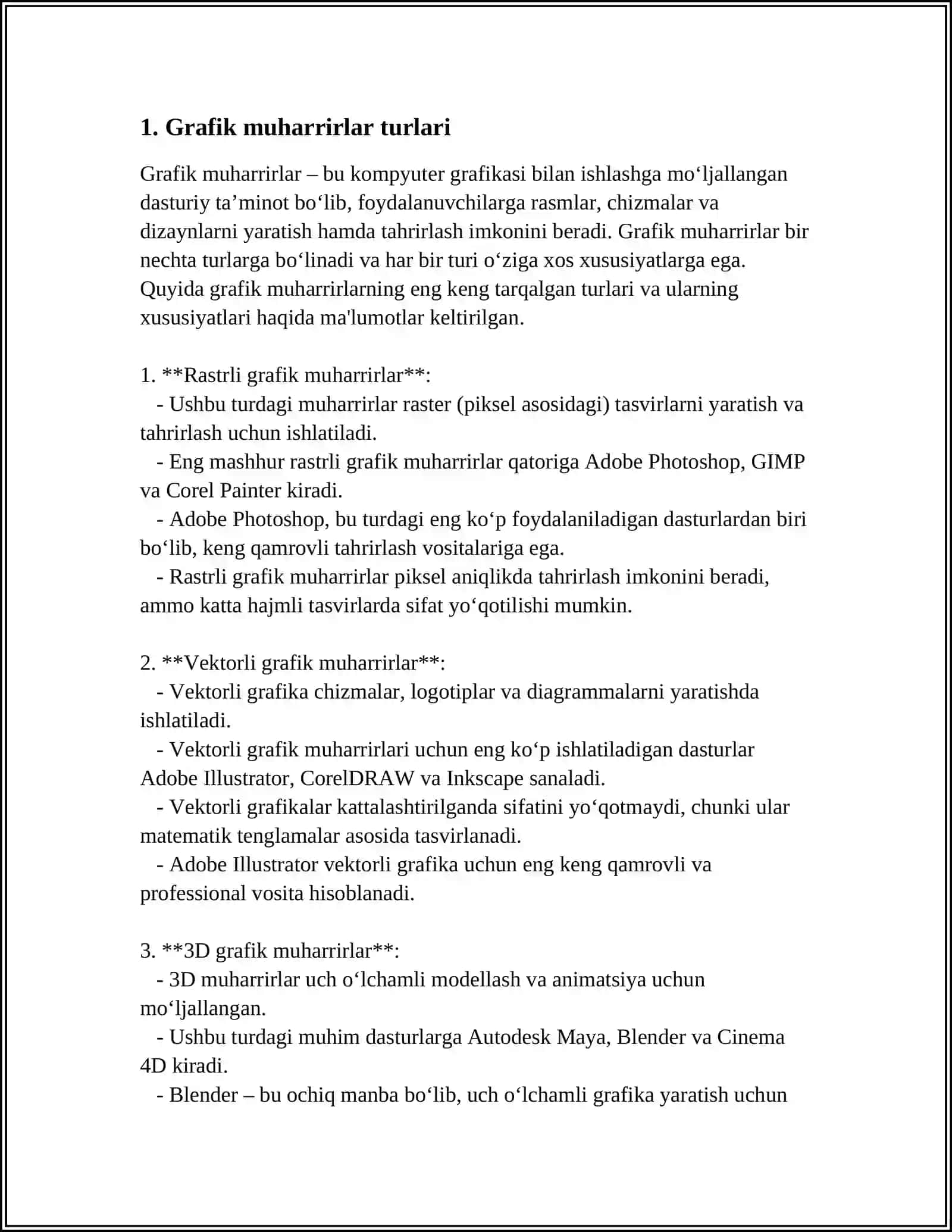 GRAFIK MUHARRIRLAR YORDAMIDA TASVIR VA OBYEKTLAR BILAN ISHLASH 3
