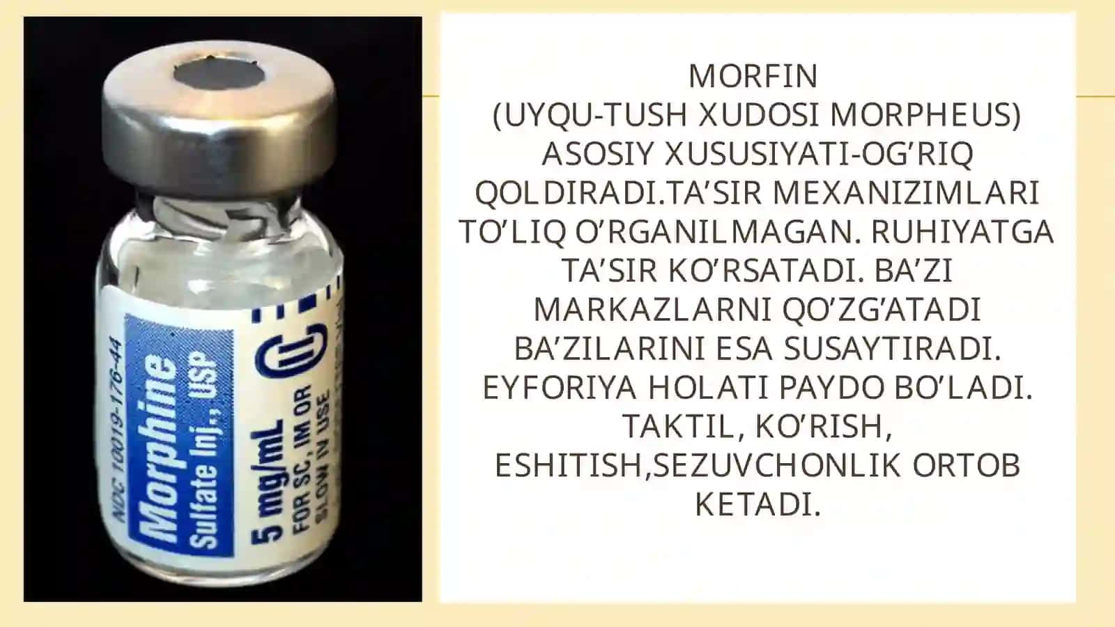 Narkotik Analgetiklar.Narkomaniya va uning asoratlari 3