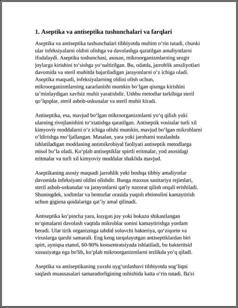 ASEPTIKA VA ANTISEPTIKA TAMOYILLARI. QO'LLAR GIGIYENASI. QO'LLARNI YUVISH TEXNIKASI 3